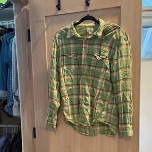 Lucky Brand Green and Yellow Plaid Shirt
